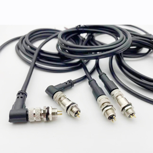 M12 Connector Cable with Pannel Mount Connector ,PG9 Back Fastened Solder Wire Pins, 2 Ct