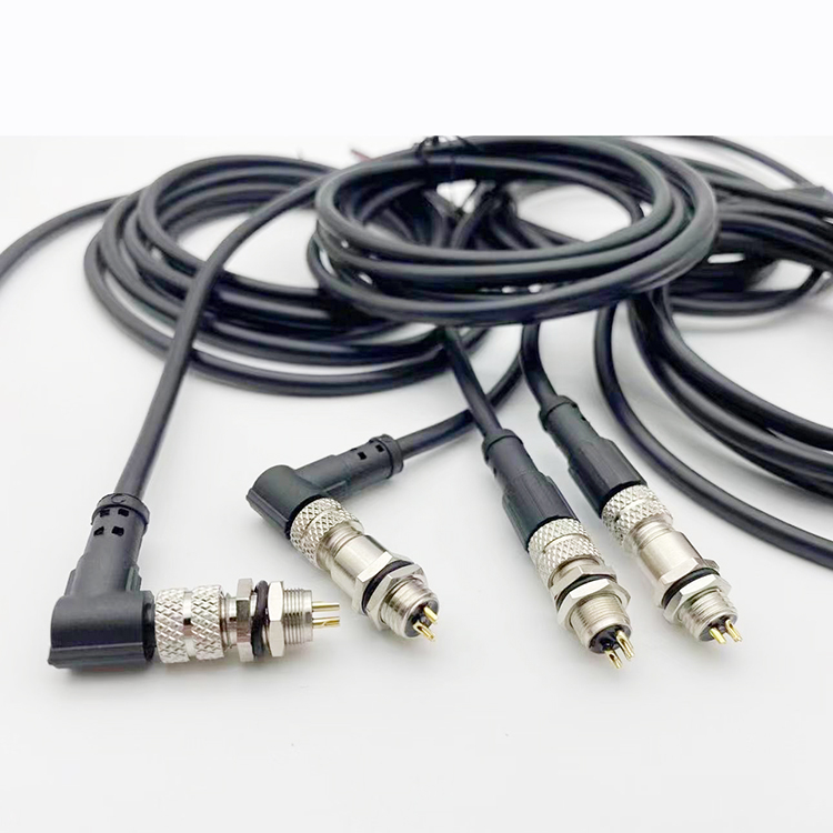 M12 Connector Cable with Pannel Mount Connector ,PG9 Back Fastened Solder Wire Pins, 2 Ct