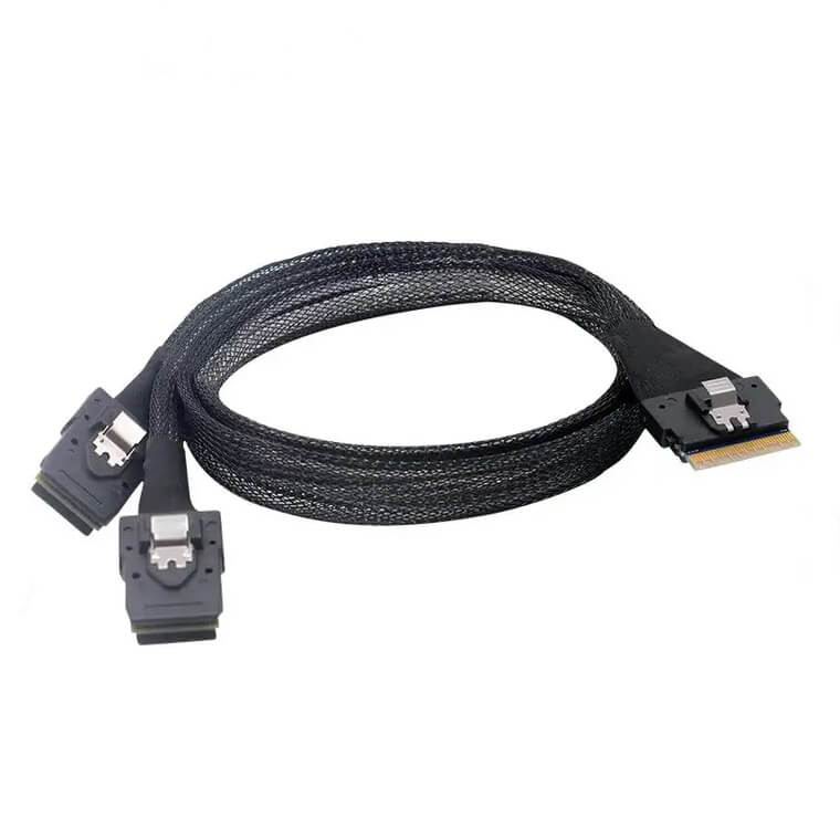 SlimSAS SFF8654 TO 2*Mini SAS SFF8087 Cable
