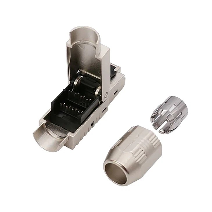Tool Free CAT8 FTP Shielded 8P8C RJ45 Connector with Zinc Housing