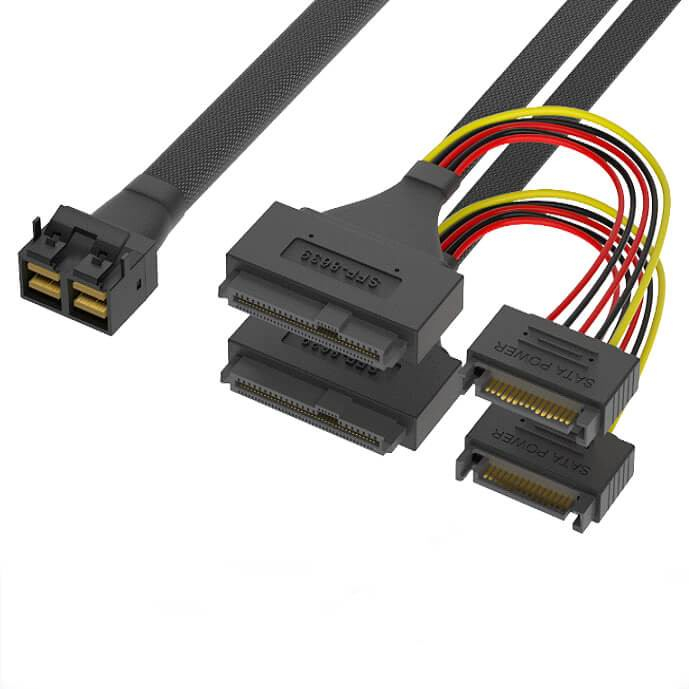MiniSAS (SFF8643 8i) TO MiniSAS 2*(SFF8639)+15P 