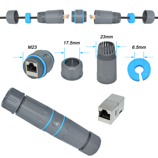 M23 Network RJ45 Waterproof Connector