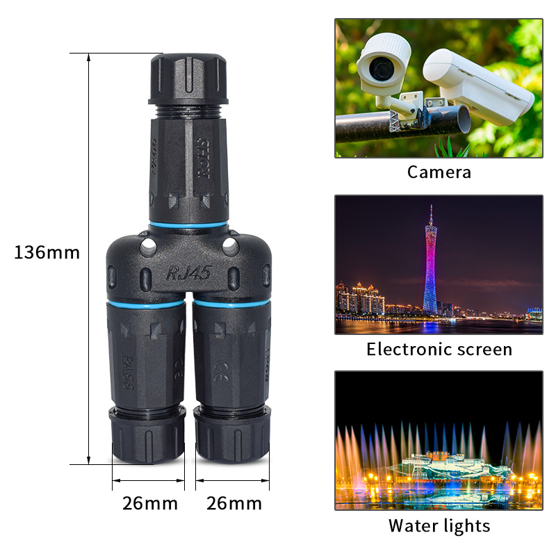 M23 Network RJ45 Waterproof connector 1XRJ45/2XRJ45 Splitter