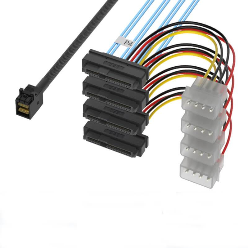 MiniSAS (SFF8643) TO 4*SAS29PIN (SFF8482)+POWER