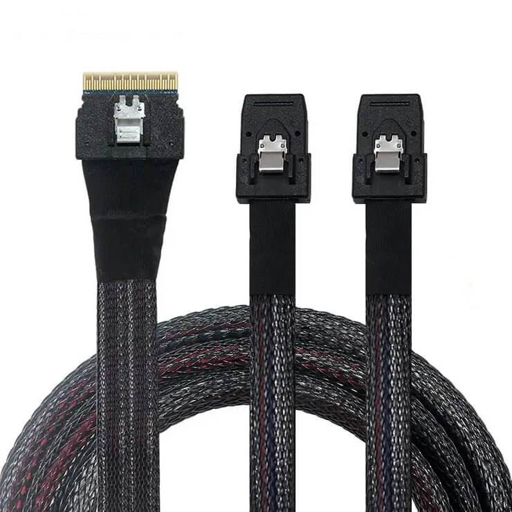 SlimSAS SFF8654 TO 2*Mini SAS SFF8087 Cable
