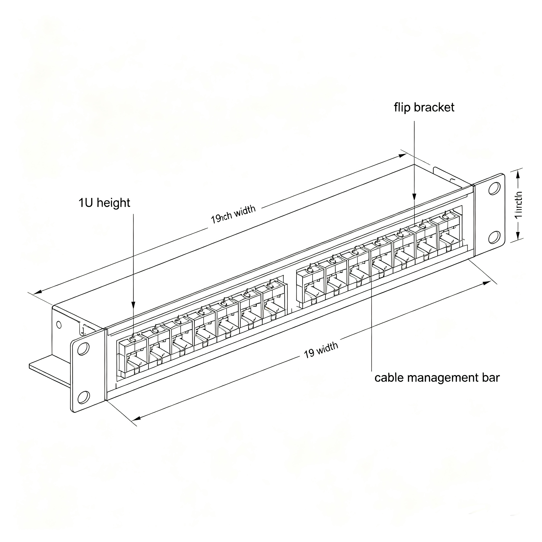 1U 24 Port Keystone Empty Patch Panel 19 Inch Rack Mount Unloaded Patch Panel