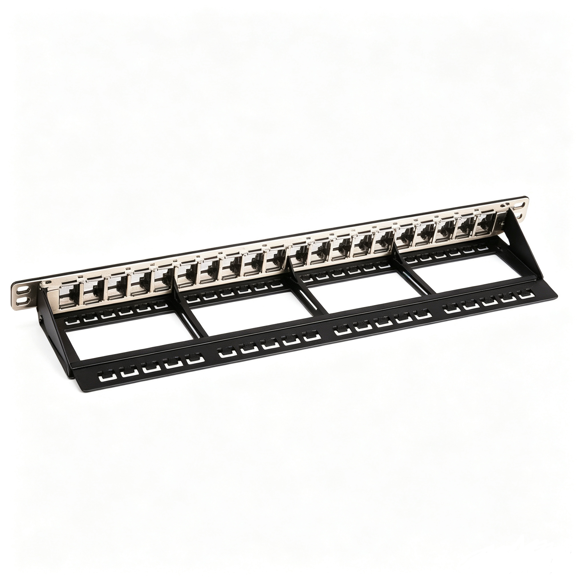 24 Port Blank Patch Panel 1U Rack Mount FTP Empty Patch Panel With Cable Management Bar