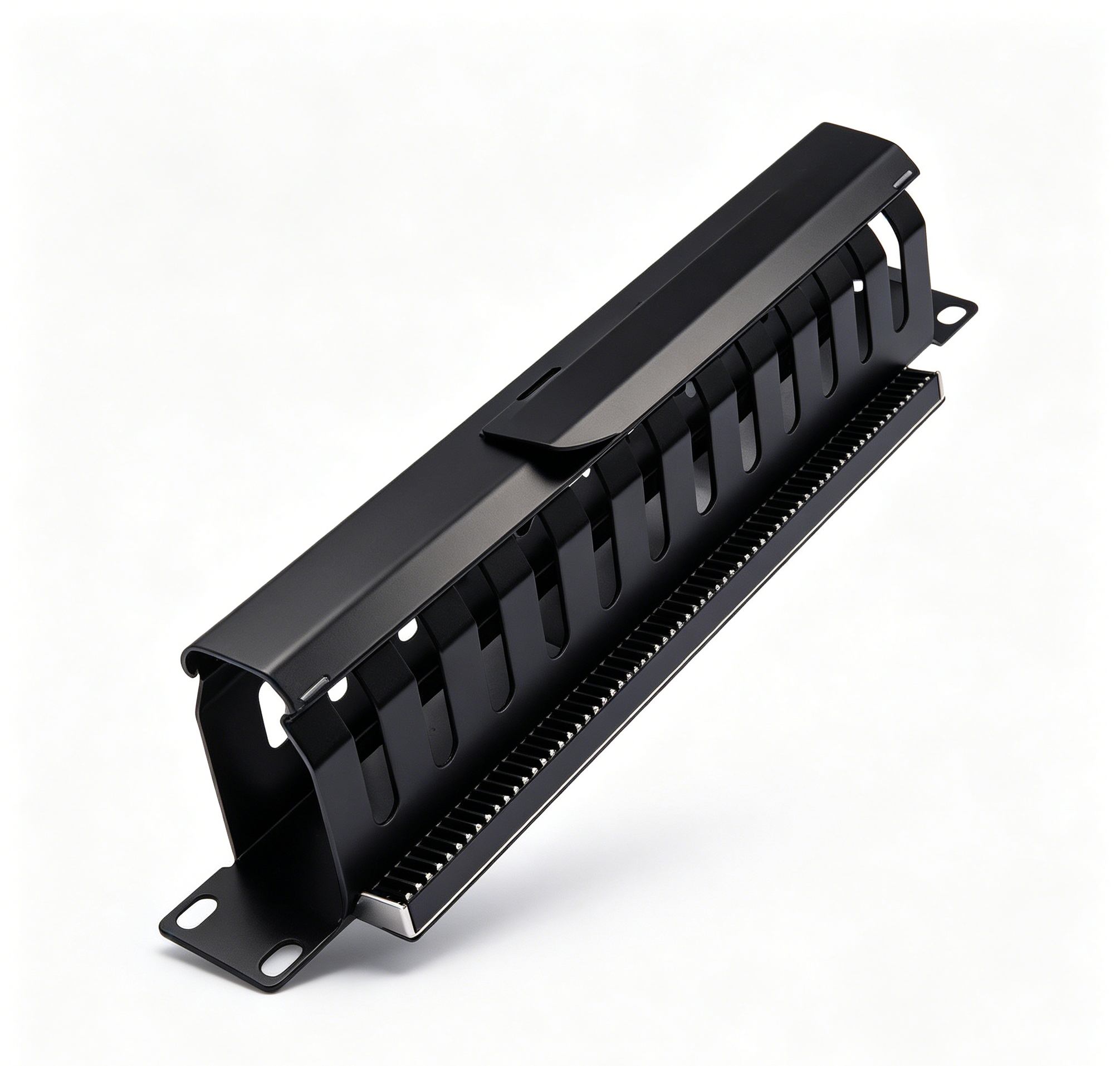 1U Cable Management Panel，12 Slot Rack Mount Cable Organizer With Cover