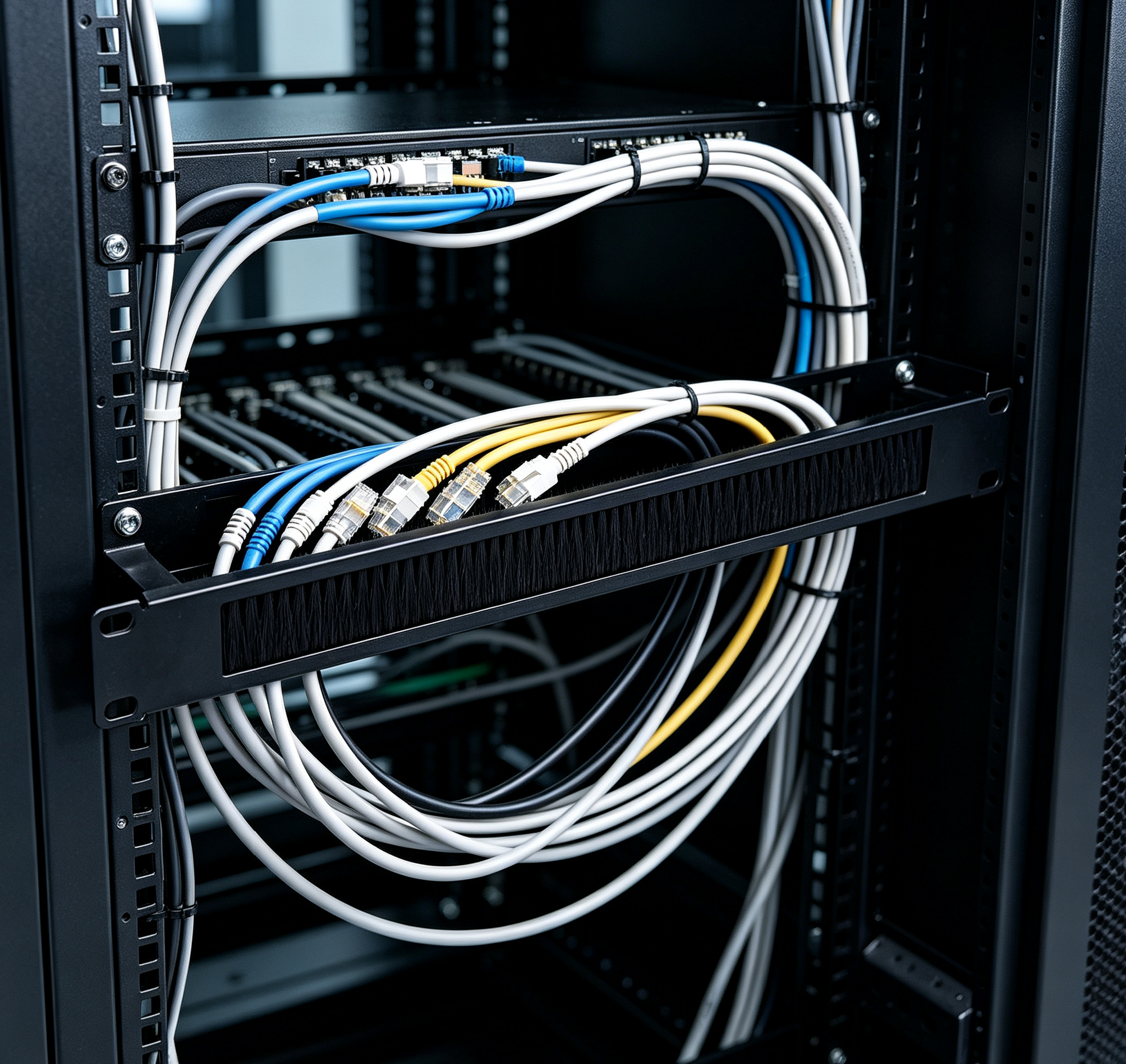 1U Rack Cable Brush Panel 19 Inch Server Cabinet Wire Management Brush Strip