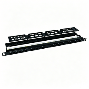 24 Port Cat6 UTP Patch Panel 1U 19 Inch Rack Mount With Cable Management Bar
