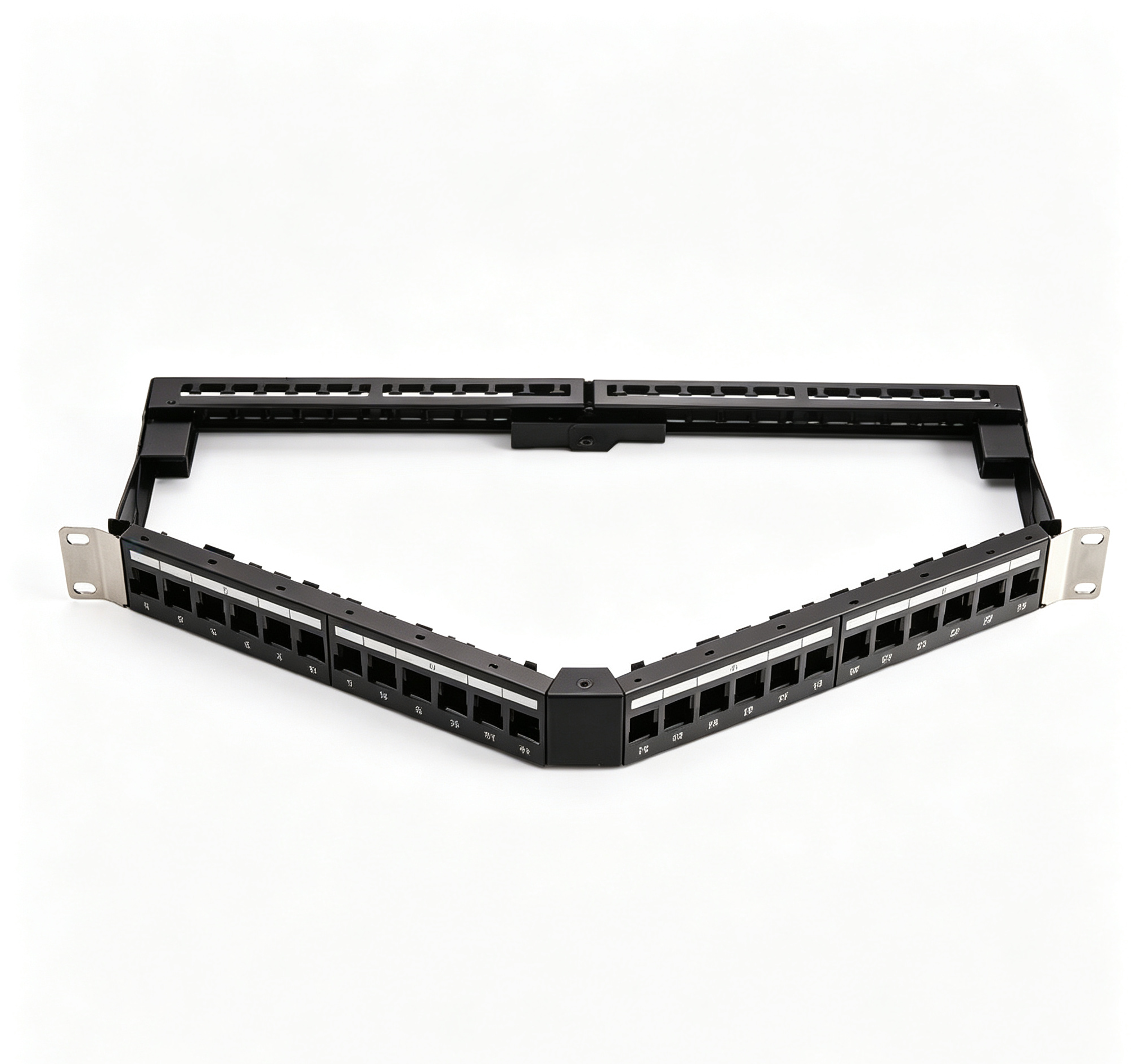 1U 19 Inch 24 Port V Type Angled Blank Keystone Patch Panel Empty Frame