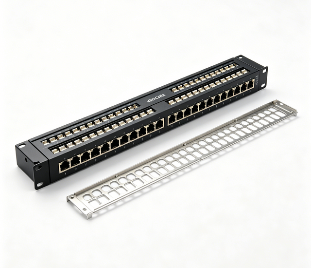 24 Port Cat6 Patch Panel 19 Inch 1U Rack Mount Network Patch Panel