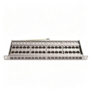 19 Inch 1U 24 Port Shielded Empty Patch Panel Stainless Steel Modular Patch Panel Bracket with Ground Wire
