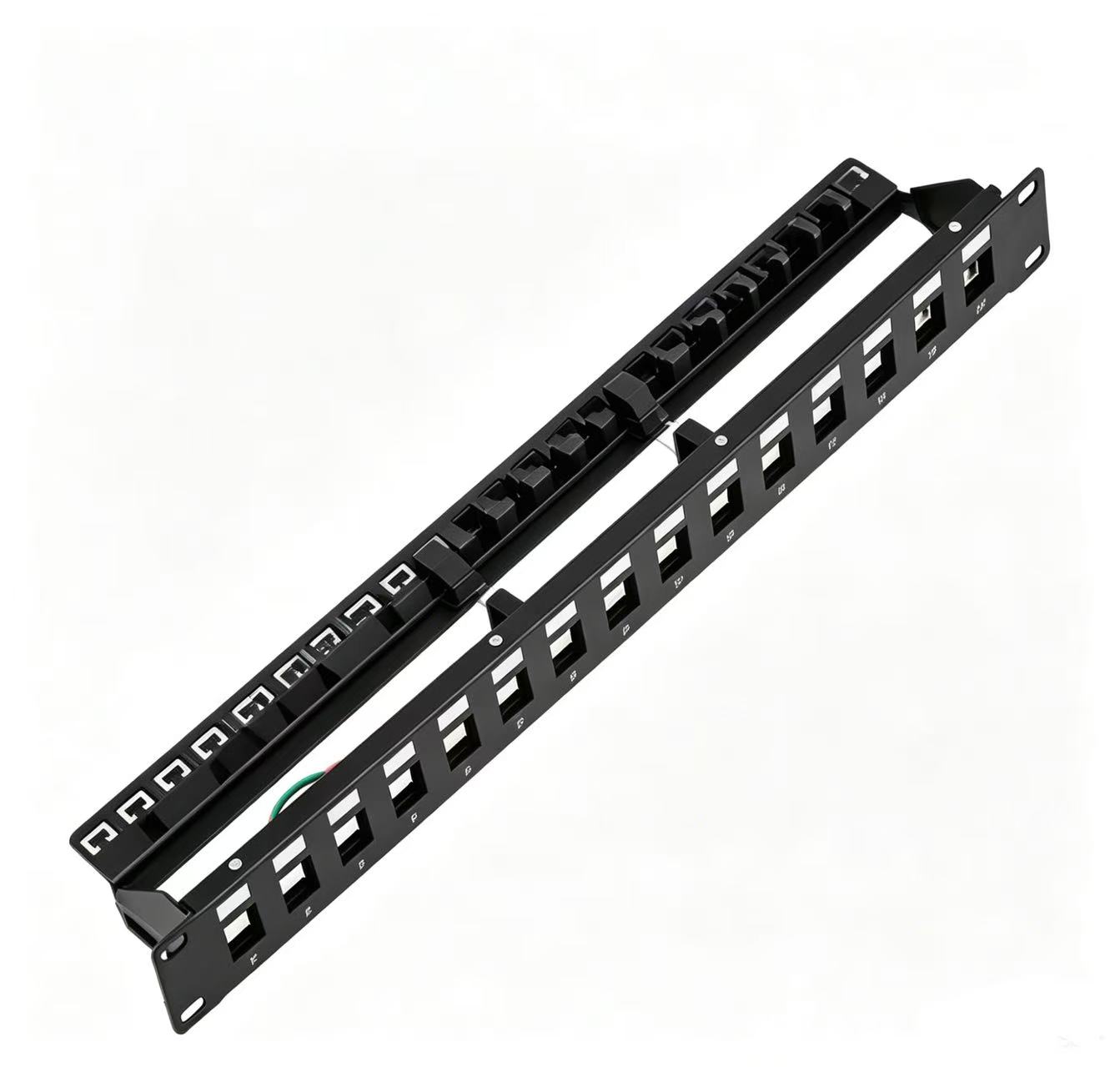 24 Port Unloaded Keystone Patch Panel | 1U 19 Inch Rack Mount Empty Patch Panel