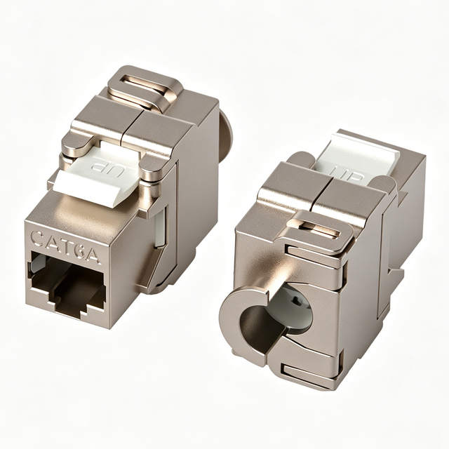 Cat6a Shielded Tool-Free Keystone Jack, Aluminum Alloy RJ45 Ethernet Module