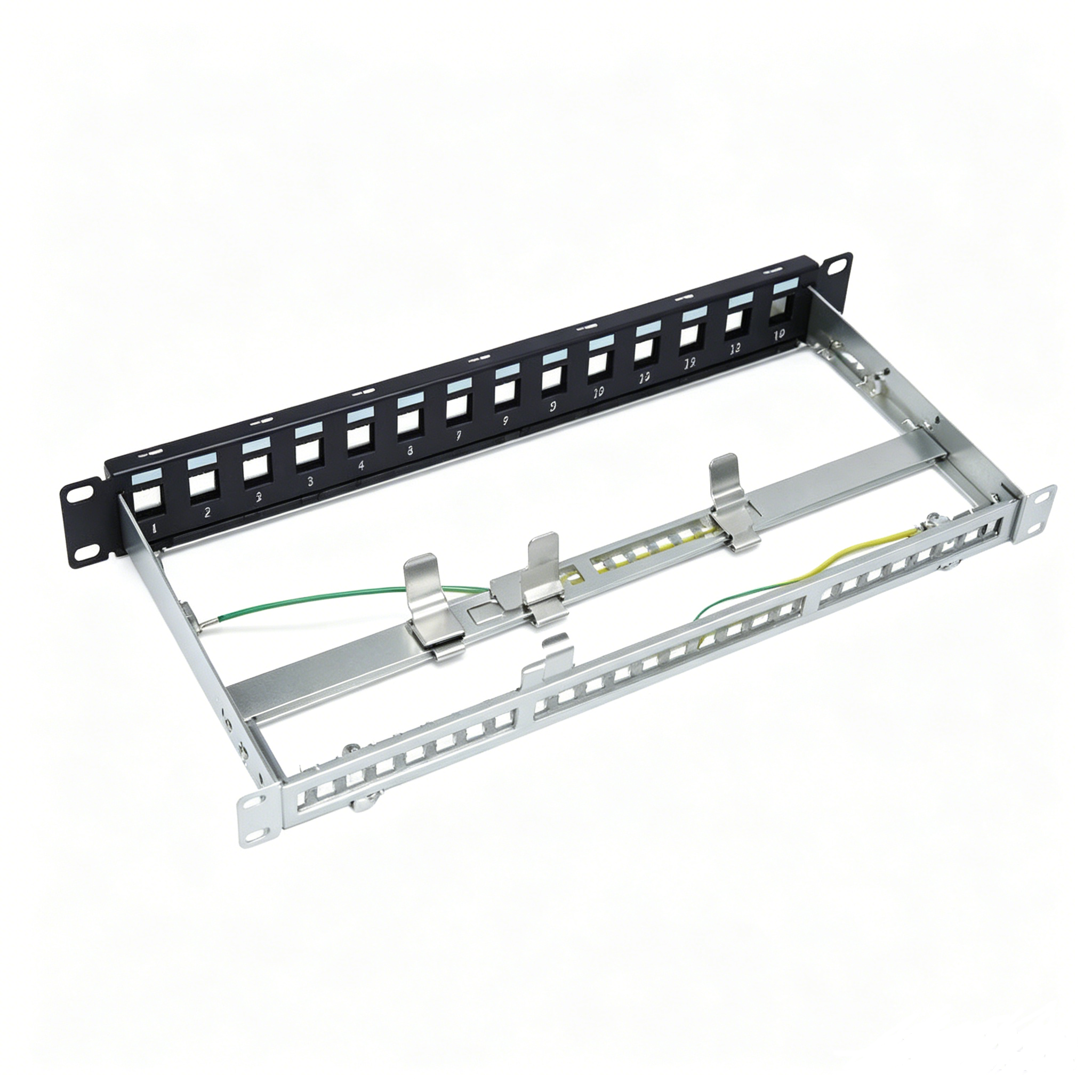 16 Port 1U Blank Shielded Patch Panel 19 Inch Rack Mount Empty Patch Panel Frame