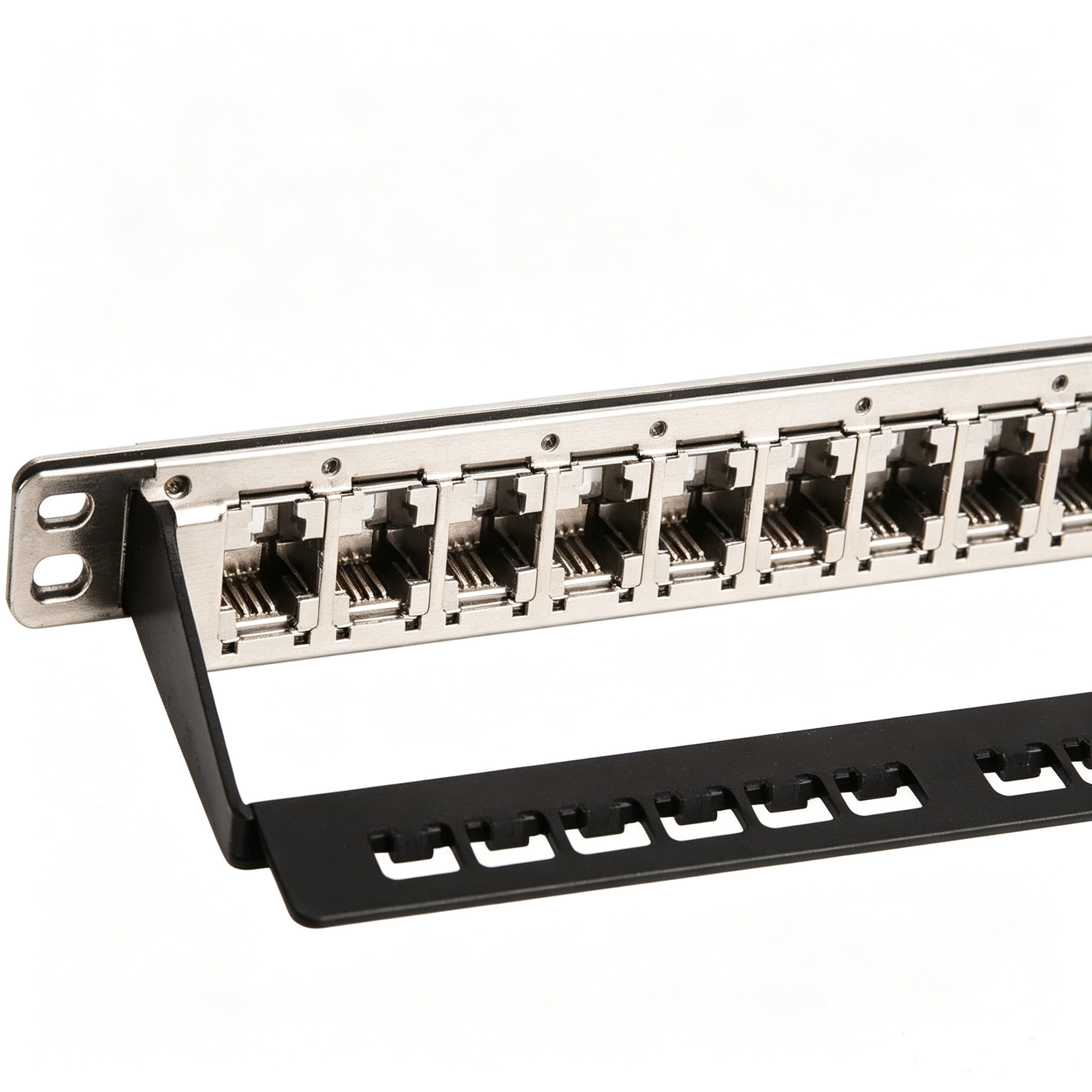 24 Port Blank Patch Panel 1U Rack Mount FTP Empty Patch Panel With Cable Management Bar