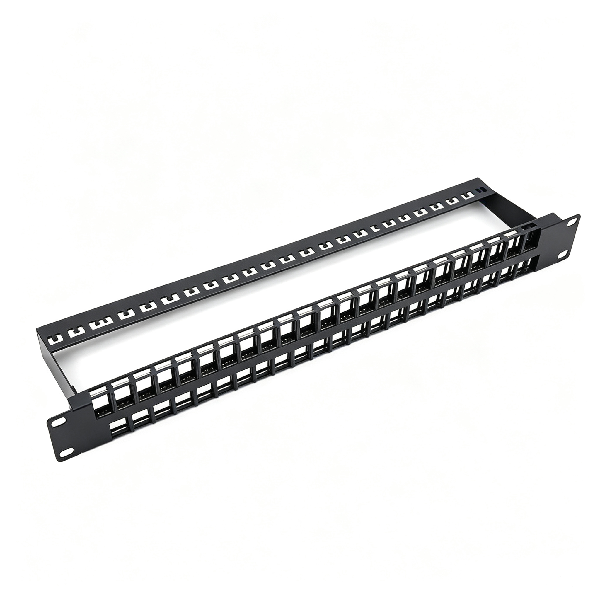 24 Port Blank Shielded Patch Panel 1U 19 Inch Empty Modular Patch Panel with Cable Manager Ground Wire