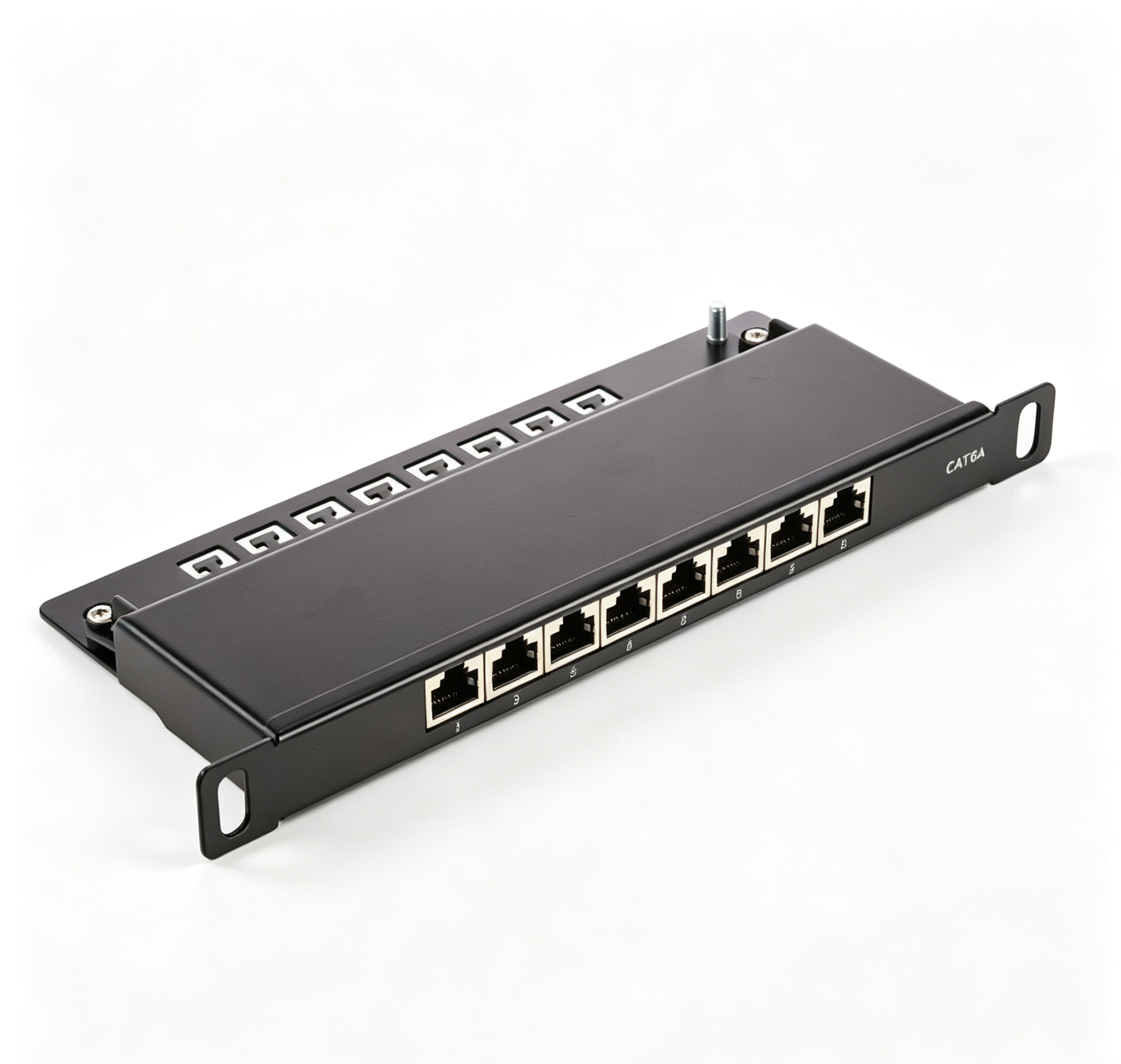 12 Port 0.5U Cat6A STP Shielded Patch Panel 10 Inch Rack Mount 10Gigabit RJ45 Network Patch Panel