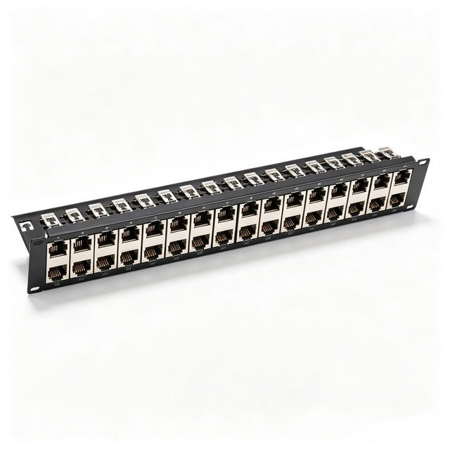 24 Port 1U Empty Modular Shielded Patch Panel, 19" Rack Mount