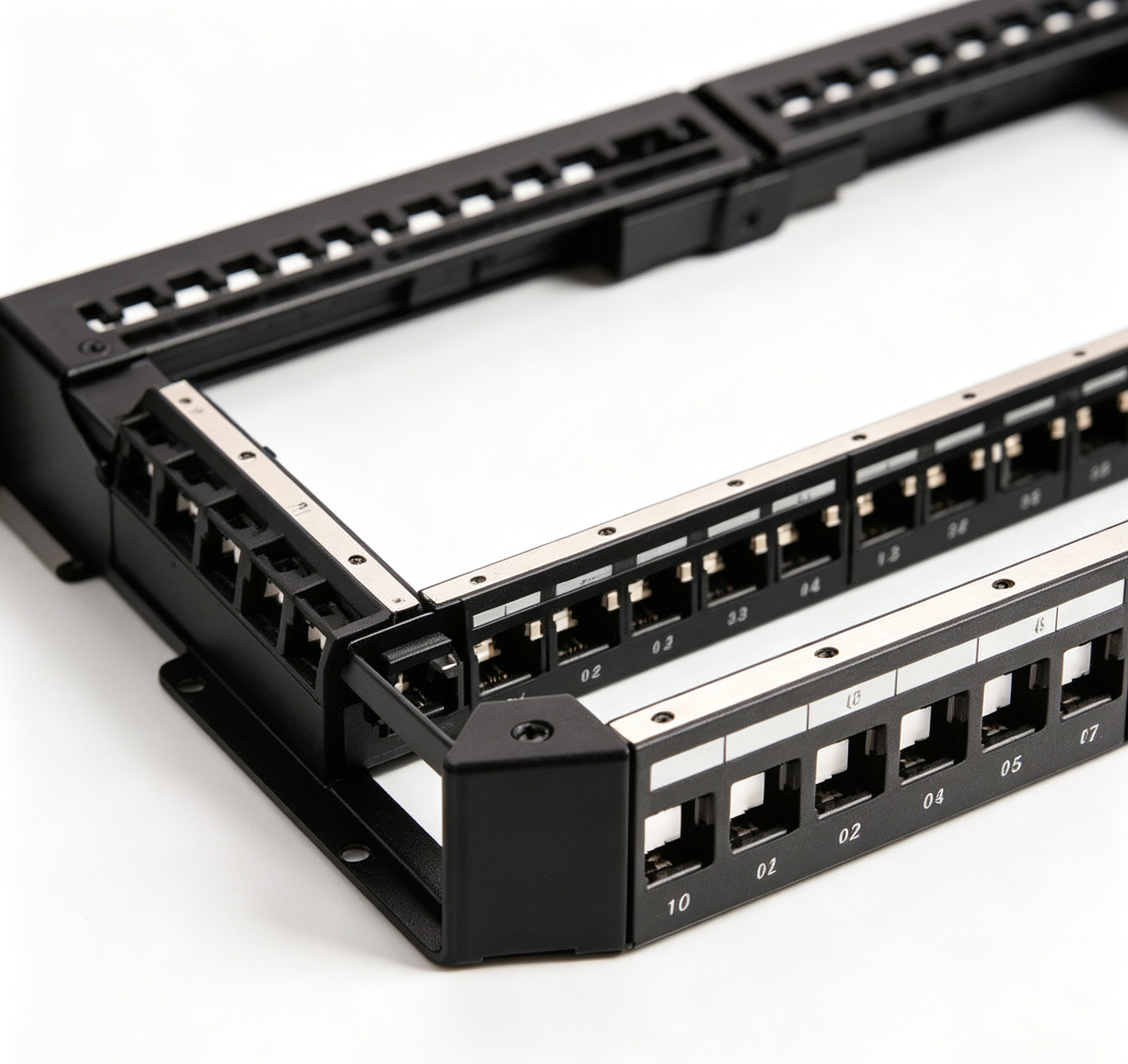 1U 19 Inch 24 Port V Type Angled Blank Keystone Patch Panel Empty Frame