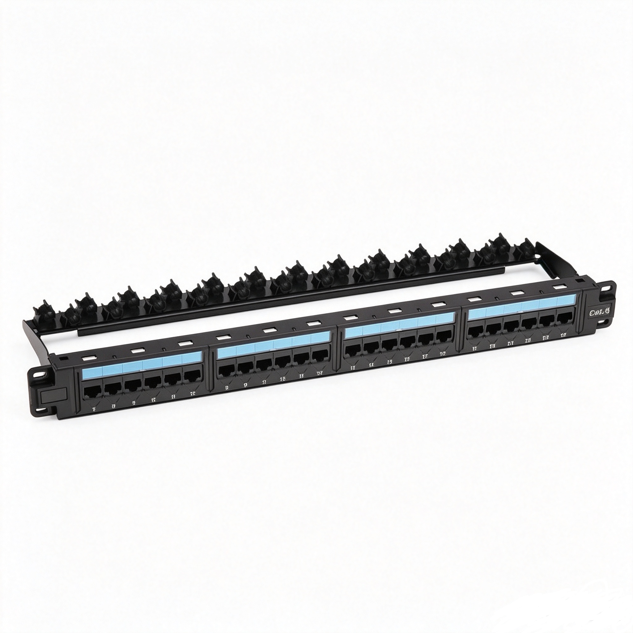 24 Port Cat6 UTP Patch Panel 1U Rack Mount With Cable Management Bar