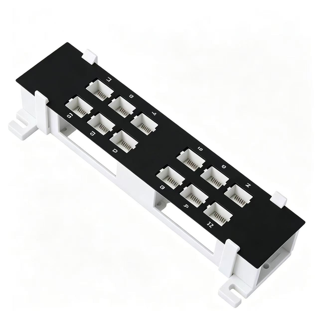 12 Port Modular Patch Panel Bracket Empty Frame for RJ45 Network Voice Fiber Module Insertion
