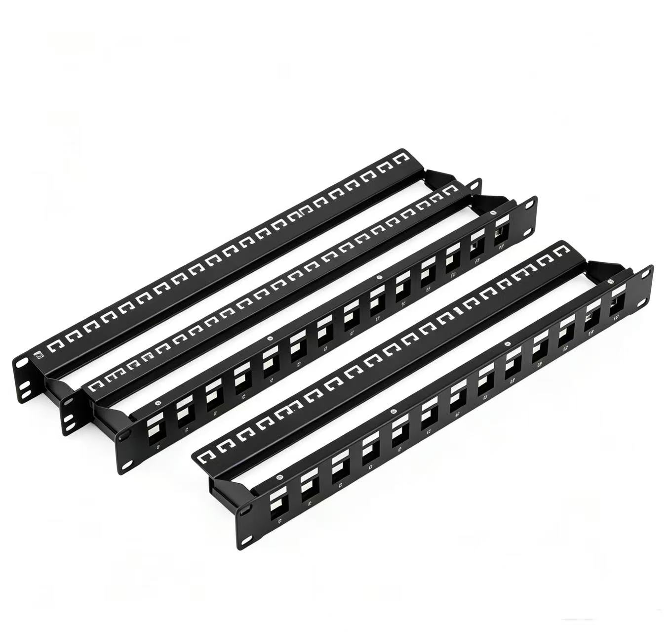 24 Port Unloaded Keystone Patch Panel | 1U 19 Inch Rack Mount Empty Patch Panel