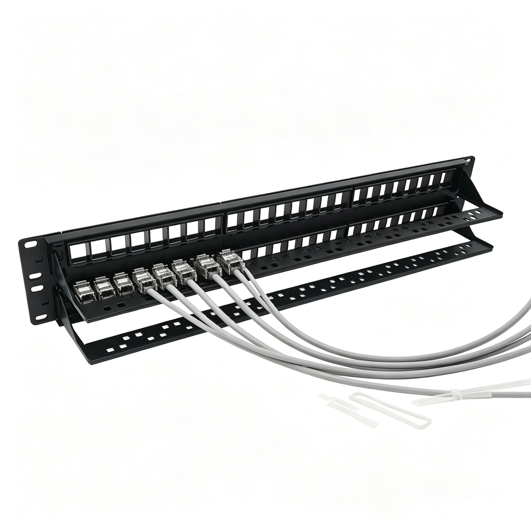 1U 24 Port Blank Patch Panel Unloaded Keystone Jack Rack Mount Panel