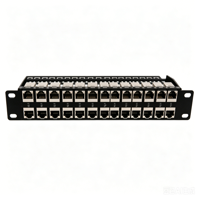 48-Port 1U High Density Shielded Cat6a Patch Panel with Cable Management