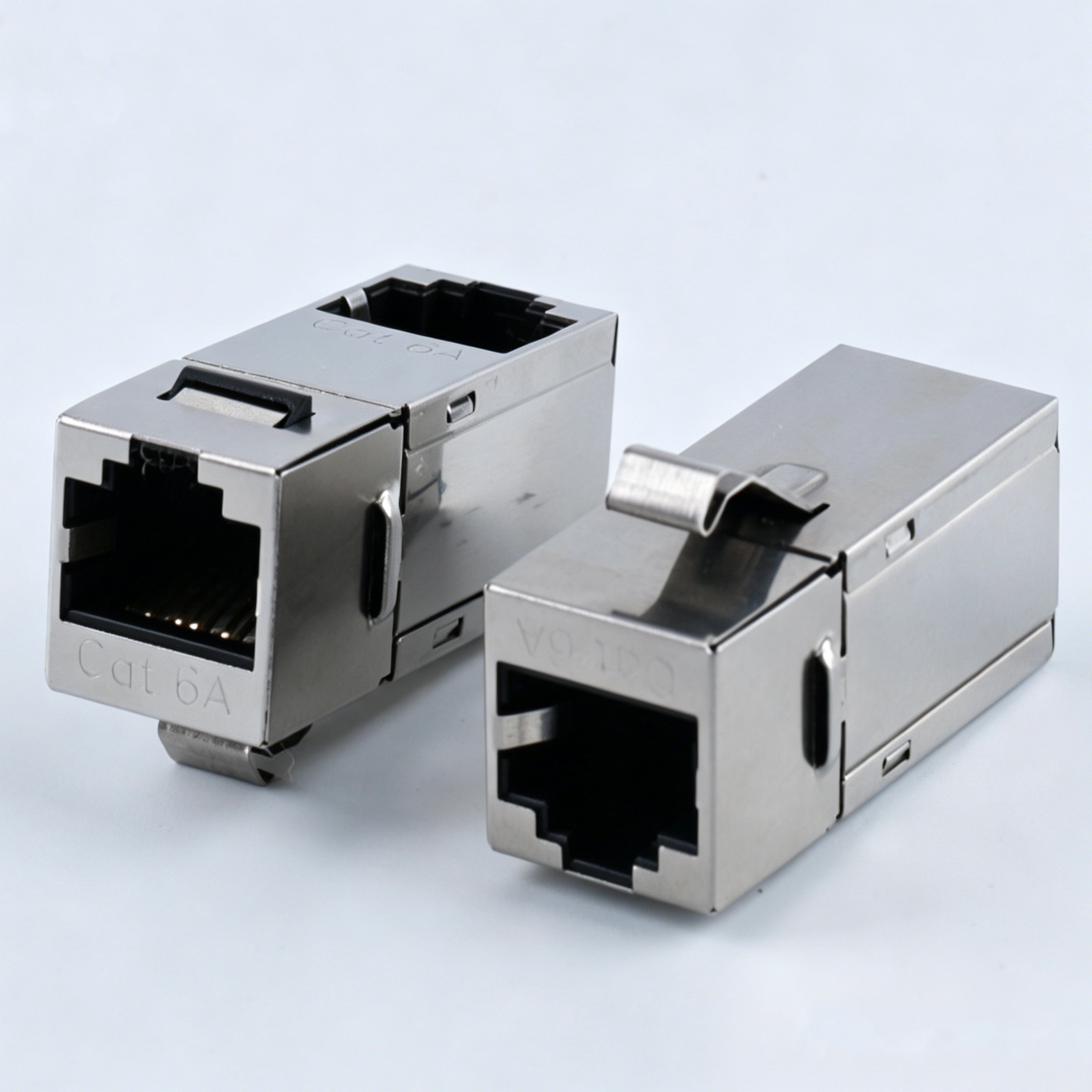 Cat6a Shielded 90 Degree Keystone Coupler, RJ45 Female To Female Inline Adapter