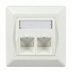 2 Port Keystone Wall Plate, 80x80mm European Style Faceplate for RJ45 Keystone Jack