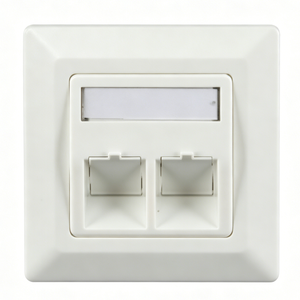 2 Port Keystone Wall Plate, 80x80mm European Style Faceplate for RJ45 Keystone Jack