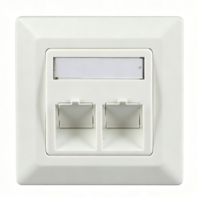 2 Port Keystone Wall Plate, 80x80mm European Style Faceplate for RJ45 Keystone Jack
