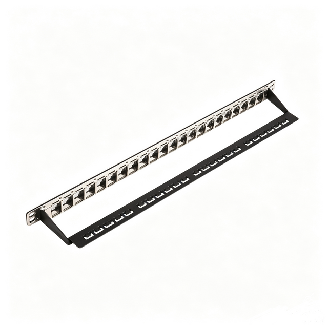 24 Port Blank Patch Panel 1U Rack Mount FTP Empty Patch Panel With Cable Management Bar