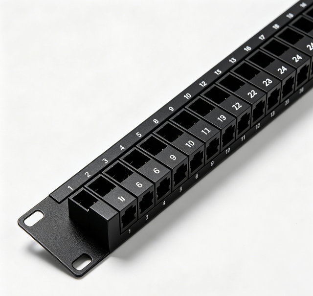 24 Port Pass Through Patch Panel 1U 19 Inch Rack Mount RJ45 Ethernet Patch Panel
