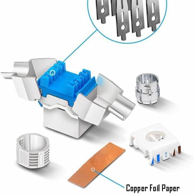 CAT8 Keystone Jack Tool-Free, Shielded 40G Ethernet Module 