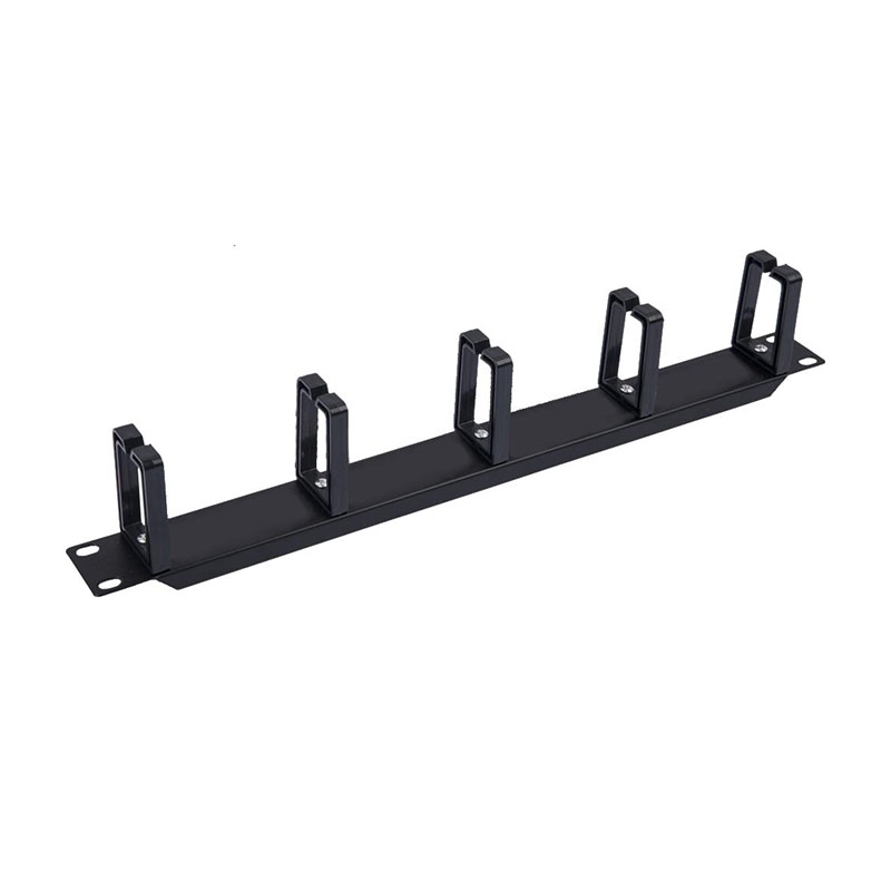 1U 19 Inch 5 Rings Rack Cable Management Bar, Metal Horizontal Cable Organizer for Server Cabinet