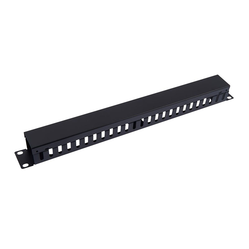 1U Cable Management Panel，12 Slot Rack Mount Cable Organizer With Cover