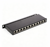 12 Port 0.5U Cat6A STP Shielded Patch Panel 10 Inch Rack Mount 10Gigabit RJ45 Network Patch Panel