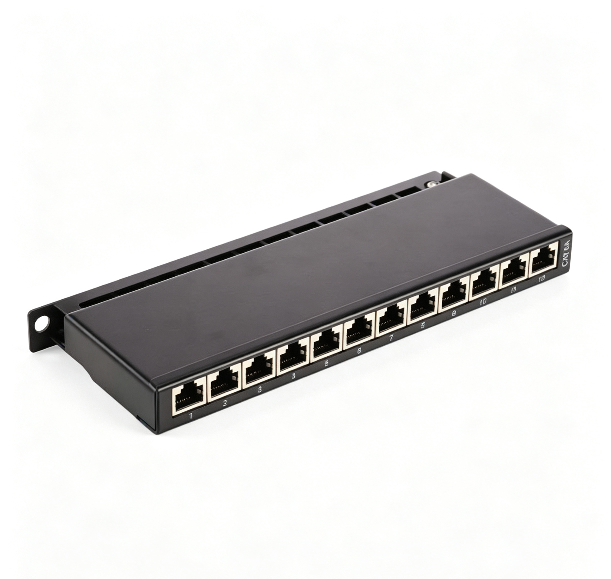 12 Port 0.5U Cat6A STP Shielded Patch Panel 10 Inch Rack Mount 10Gigabit RJ45 Network Patch Panel