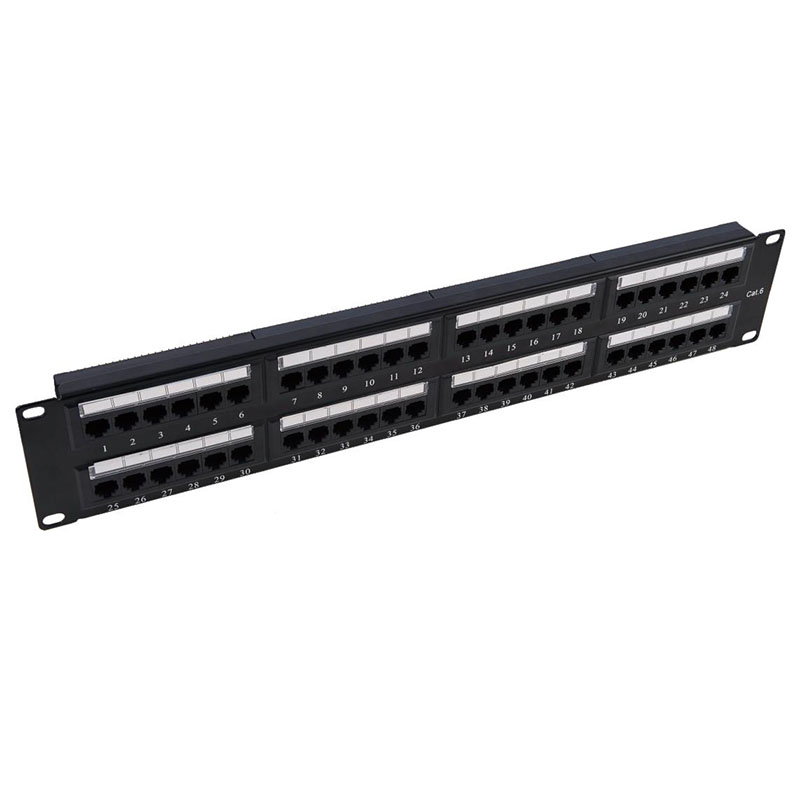 48 Port CAT6 UTP Patch Panel 1U 19 Inch Rack Mount RJ45 Network Patch Panel
