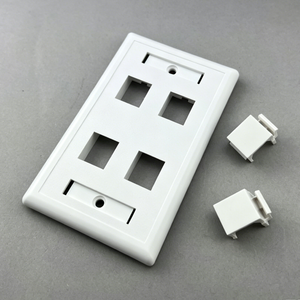 US Standard 120 Type 4 Port Keystone Wall Plate, Matt Finish Faceplate for RJ45 RJ11 Keystone Jack