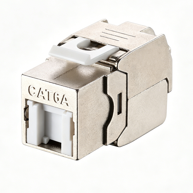 Shielded Cat6a Keystone Module Tool-Free, Zinc Alloy RJ45 Coupler with Dust Cover, Cat6a Ethernet Inline Module