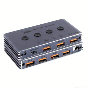 USB 3.2 Switch 4x4 10Gbps with Remote Control for 4 Computers Sharing Devices