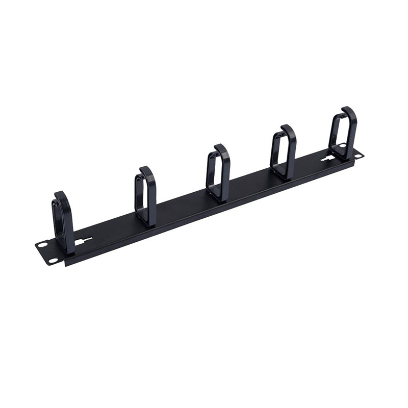 1U 19 Inch Rack Mount Cable Management Panel with 5 Plastic U Rings For Server Cabinet