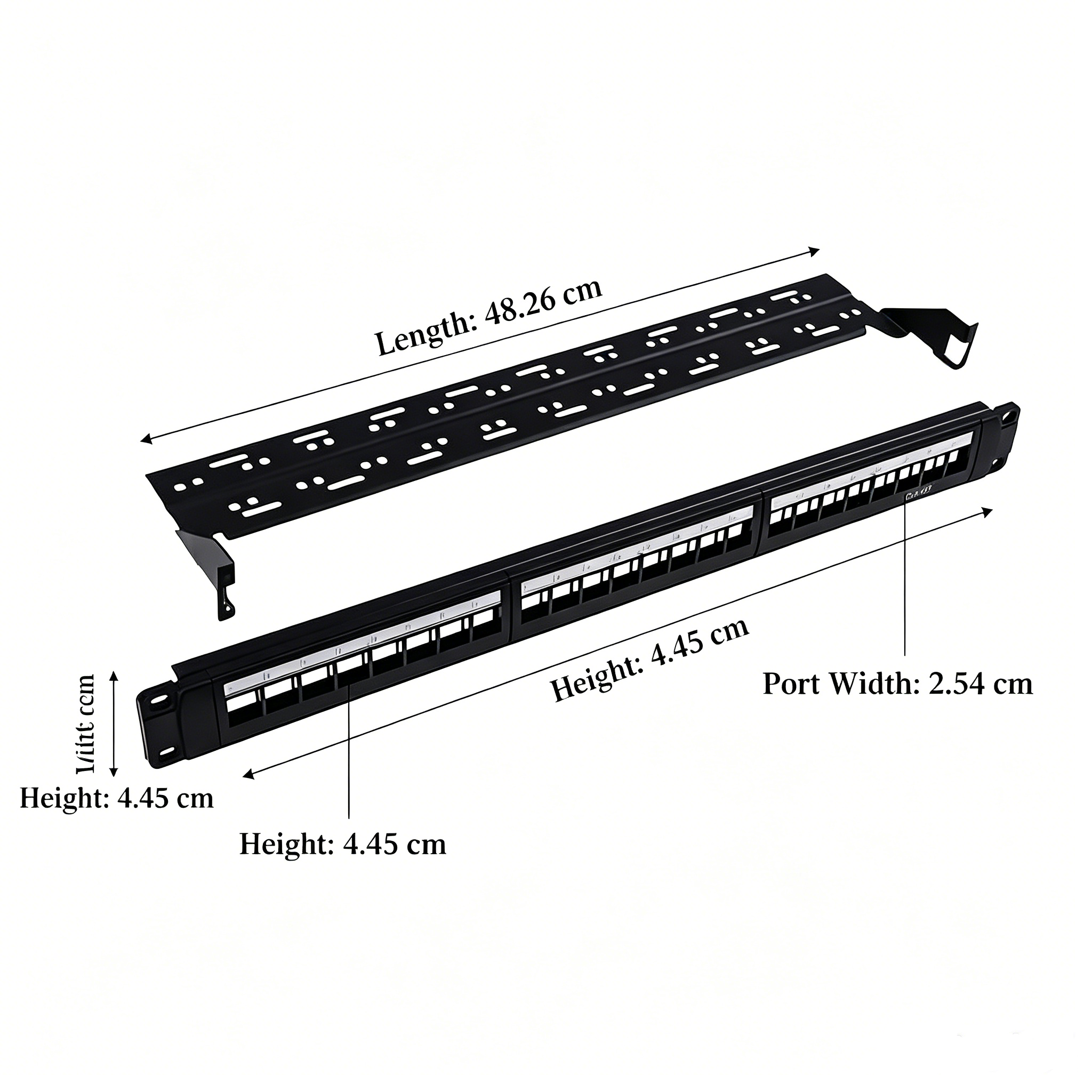 24 Port CAT6 Blank Patch Panel 1U 19 Inch Modular Empty Patch Panel with Cable Management Bracket