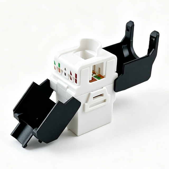 180 Degree Cat6a Keystone Jack Tool-Free, 10G UTP Keystone Coupler 