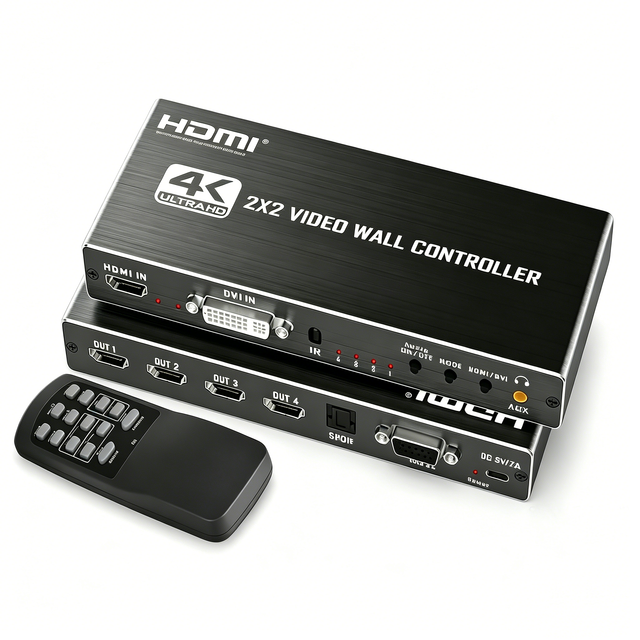 HDMI 1.4 Multi-Screen Splitter with Remote,2x2 HDMI Video Wall Controller 4K