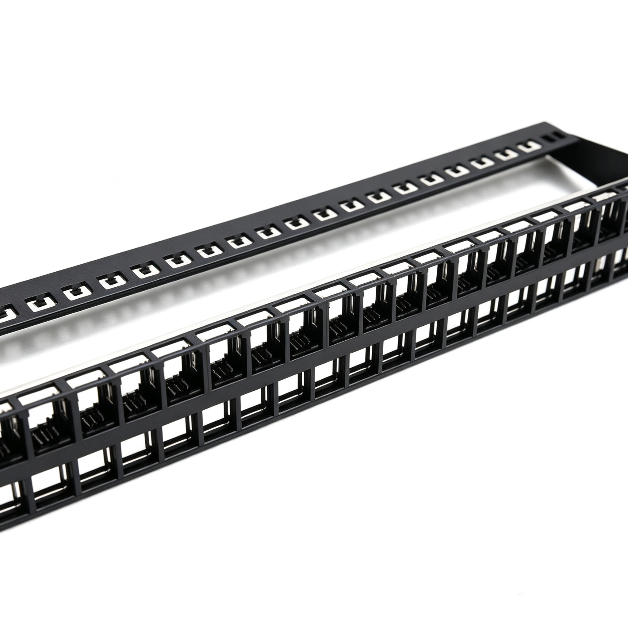 24 Port Blank Shielded Patch Panel 1U 19 Inch Empty Modular Patch Panel with Cable Manager Ground Wire